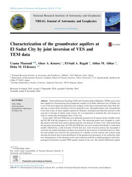 Characterization of the Groundwater Aquifers at El Sadat City by Joint Inversion of VES and TEM Data