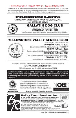 Gallatin Dog Club Yellowstone Valley Kennel Club