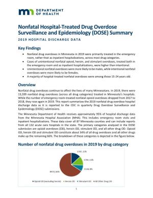 Nonfatal Hospital-Treated Drug Overdose Surveillance and Epidemiology (DOSE) Summary 2019 HOSPITAL DISCHARGE D ATA