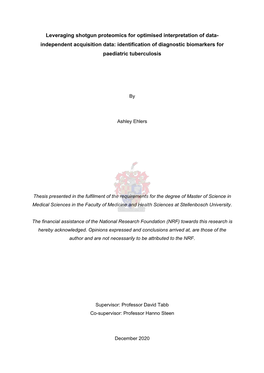 Leveraging Shotgun Proteomics for Optimised Interpretation of Data- Independent Acquisition Data: Identification of Diagnostic Biomarkers for Paediatric Tuberculosis