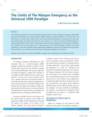 The Malayan Emergency As the Universal COIN Paradigm by MAJ Soh Yen Chu, Elizabeth