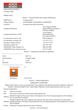 Material Safety Data Sheet Cyanogen Iodide MSDS# 43072