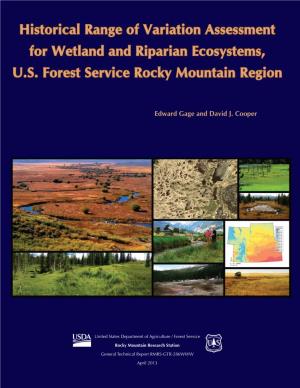 Historical Range of Variation Assessment for Wetland and Riparian Ecosystems, U.S