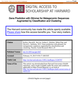 Gene Prediction with Glimmer for Metagenomic Sequences Augmented by Classification and Clustering