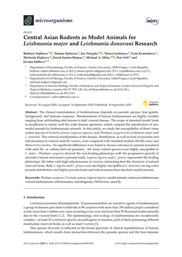 Central Asian Rodents As Model Animals for Leishmania Major and Leishmania Donovani Research