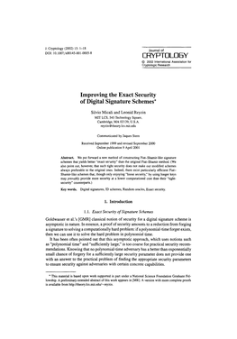 Improving the Exact Security of Digital Signature Schemes*