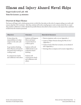 Illness and Injury Aboard Naval Ships Target Grade Level: 4Th - 8Th Time for Lesson: 45 Minutes