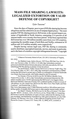 Mass File Sharing Lawsuits: Legalized Extortion Or Valid Defense Of