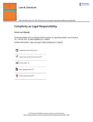 Complicity As Legal Responsibility
