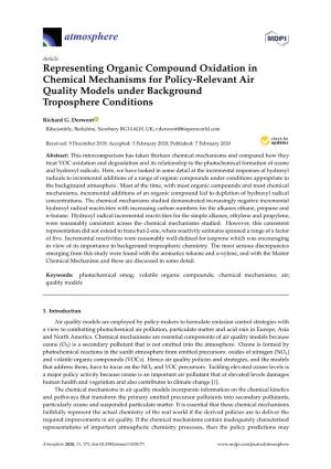 Representing Organic Compound Oxidation in Chemical Mechanisms for Policy-Relevant Air Quality Models Under Background Troposphere Conditions