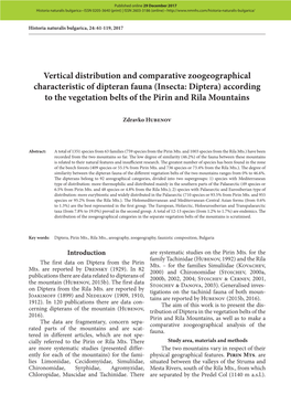 Vertical Distribution and Comparative Zoogeographical