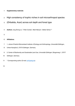 High Consistency of Trophic Niches in Soil Microarthropod Species