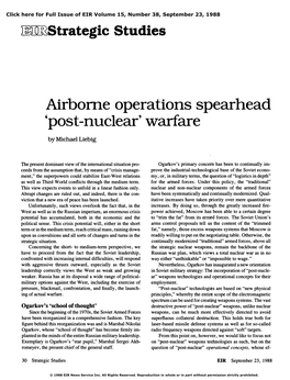 Airborne Operations Spearhead 'Post-Nuclear' Warfare