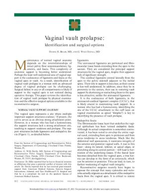 Vaginal Vault Prolapse: Identification and Surgical Options