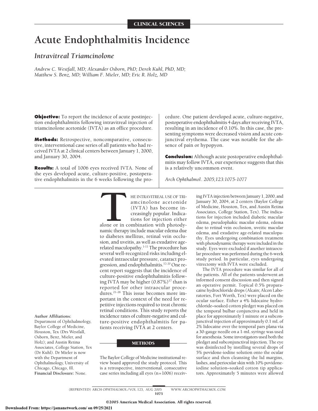 Intravitreal Triamcinolone