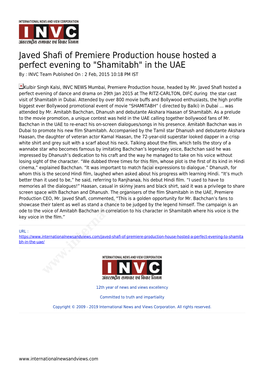 Shamitabh" in the UAE by : INVC Team Published on : 2 Feb, 2015 10:18 PM IST