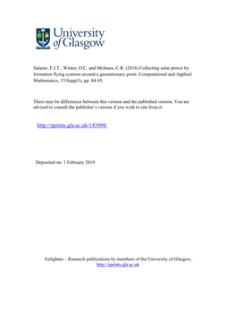 Collecting Solar Power by Formation Flying Systems Around a Geostationary Point