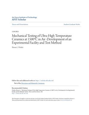 Mechanical Testing of Ultra-High Temperature Ceramics at 1500Â°C