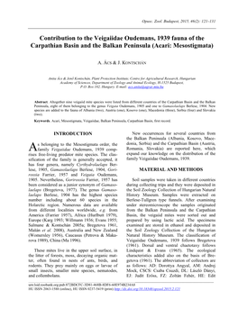 Contribution to the Veigaiidae Oudemans, 1939 Fauna of the Carpathian Basin and the Balkan Peninsula (Acari: Mesostigmata)