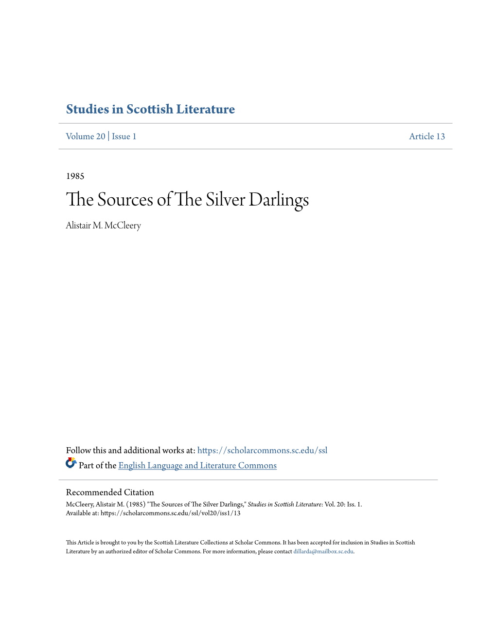 The Sources of the Silver Darlings
