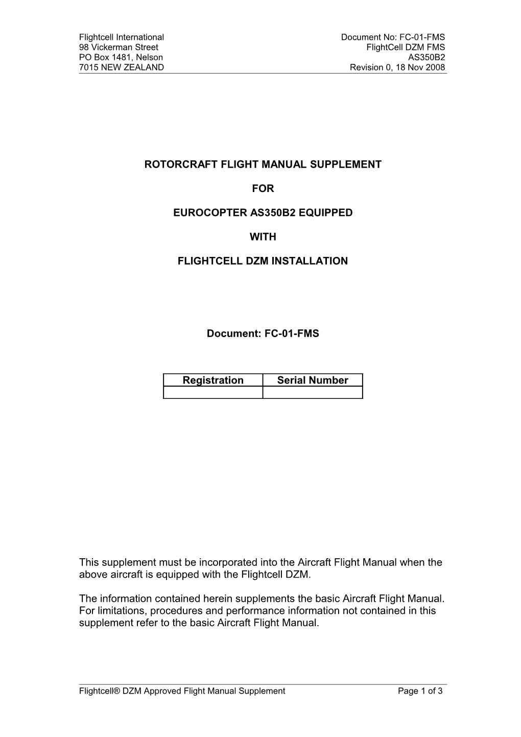 Flightcell International Document No: FC-01-FMS