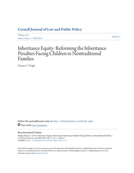 Inheritance Equity: Reforming the Inheritance Penalties Facing Children in Nontraditional Families Danaya C