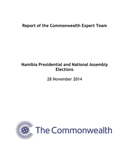 Report of the Commonwealth Expert Team Namibia Presidential And