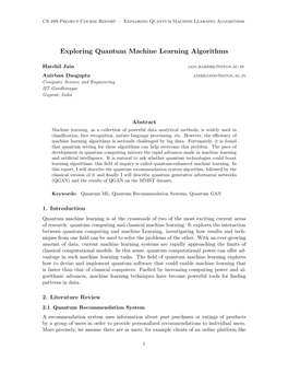 Exploring Quantum Machine Learning Algorithms