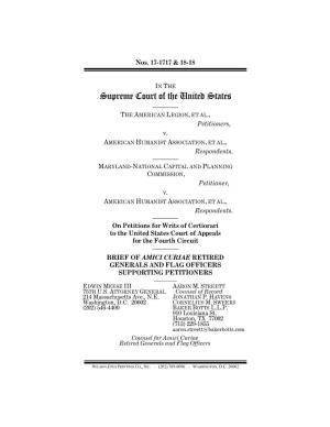 Supreme Court of the United States ———— the AMERICAN LEGION, ET AL., Petitioners, V
