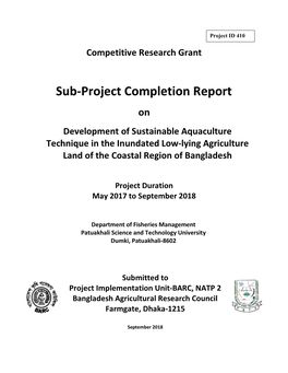 Sub-Project Completion Report
