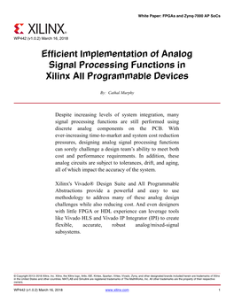 Efficient Implementation of Analog Signal Processing Functions in Xilinx All Programmable Devices