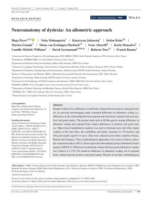 Neuroanatomy of Dyslexia: an Allometric Approach