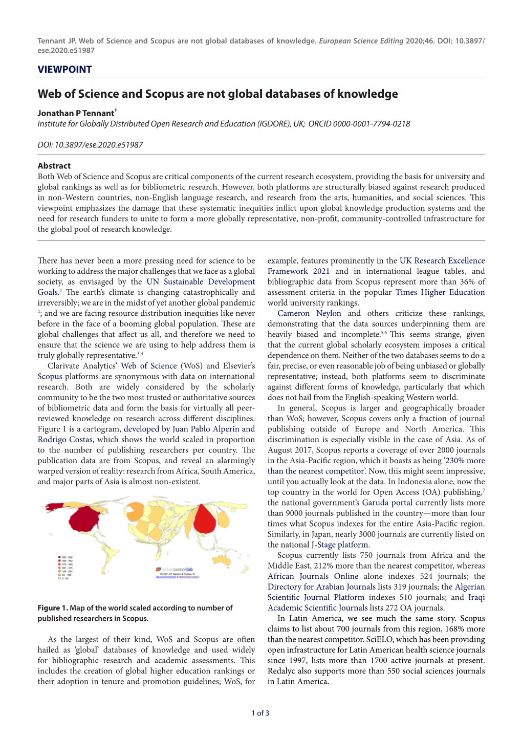 Web of Science and Scopus Are Not Global Databases of Knowledge