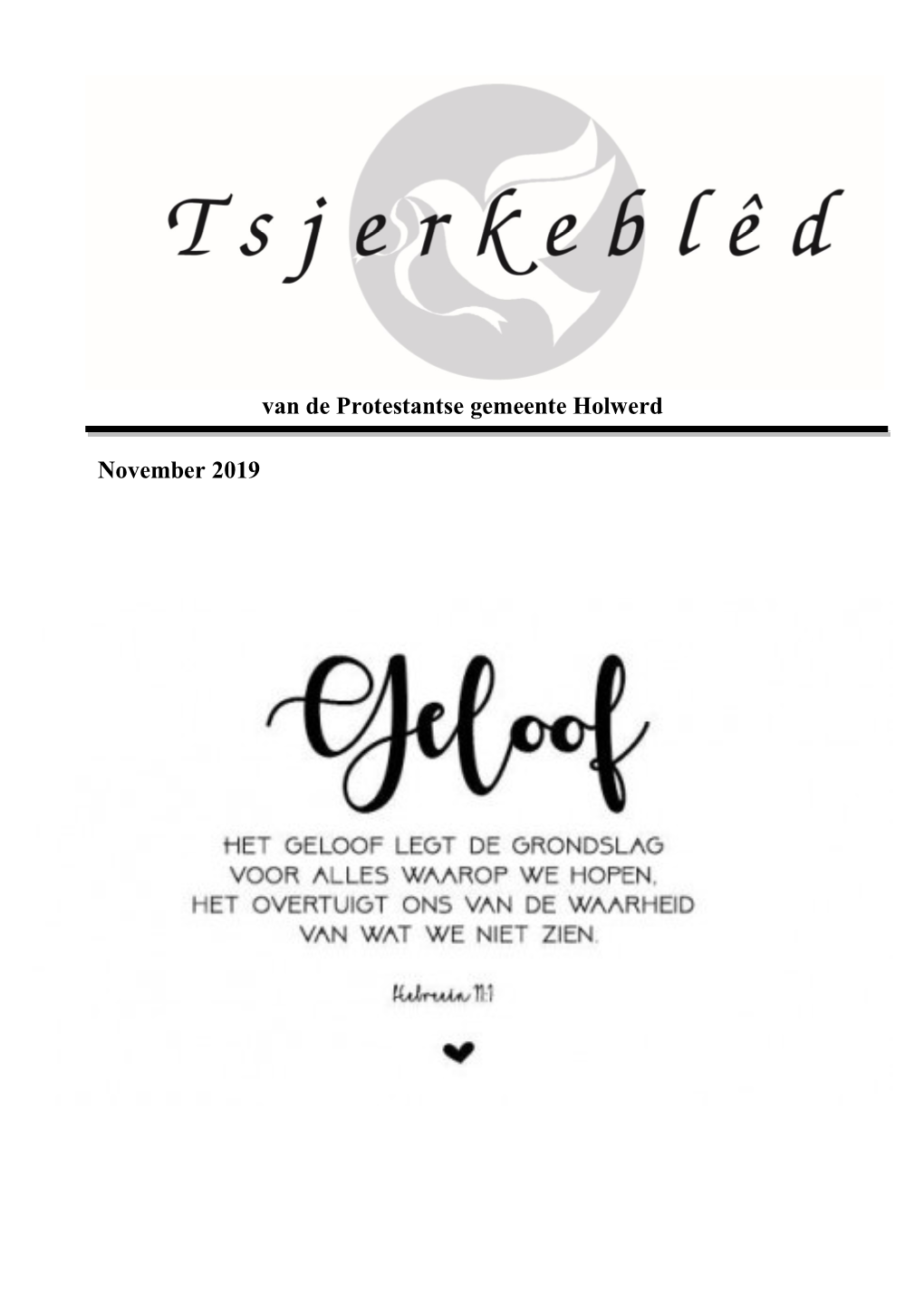 Van De Protestantse Gemeente Holwerd November 2019