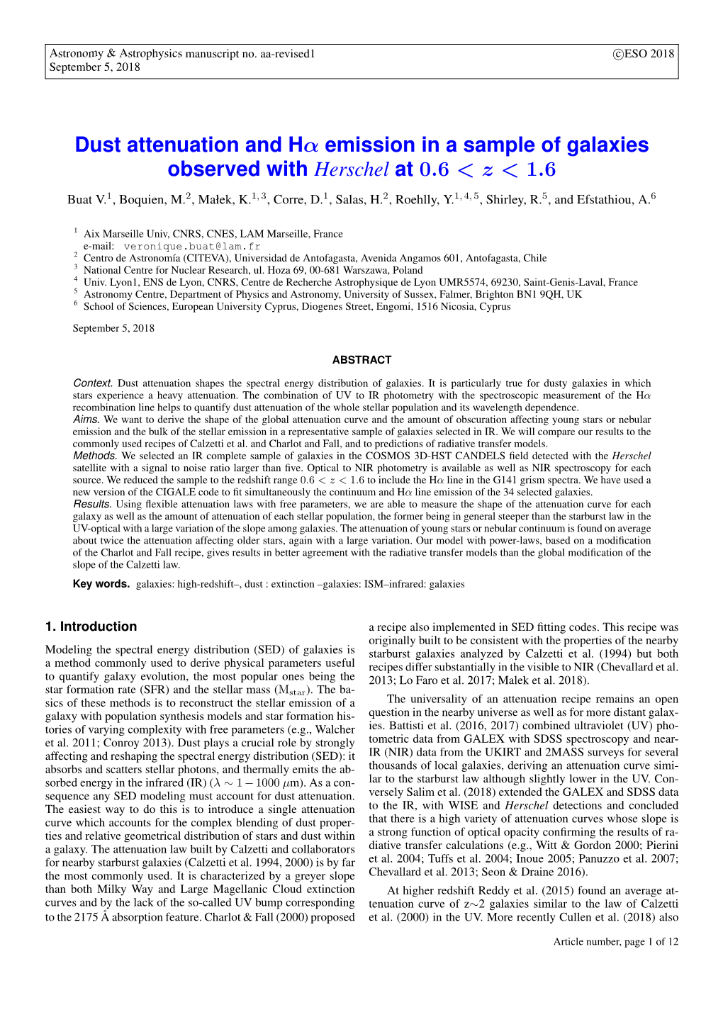 Dust Attenuation and Hα Emission in a Sample Of