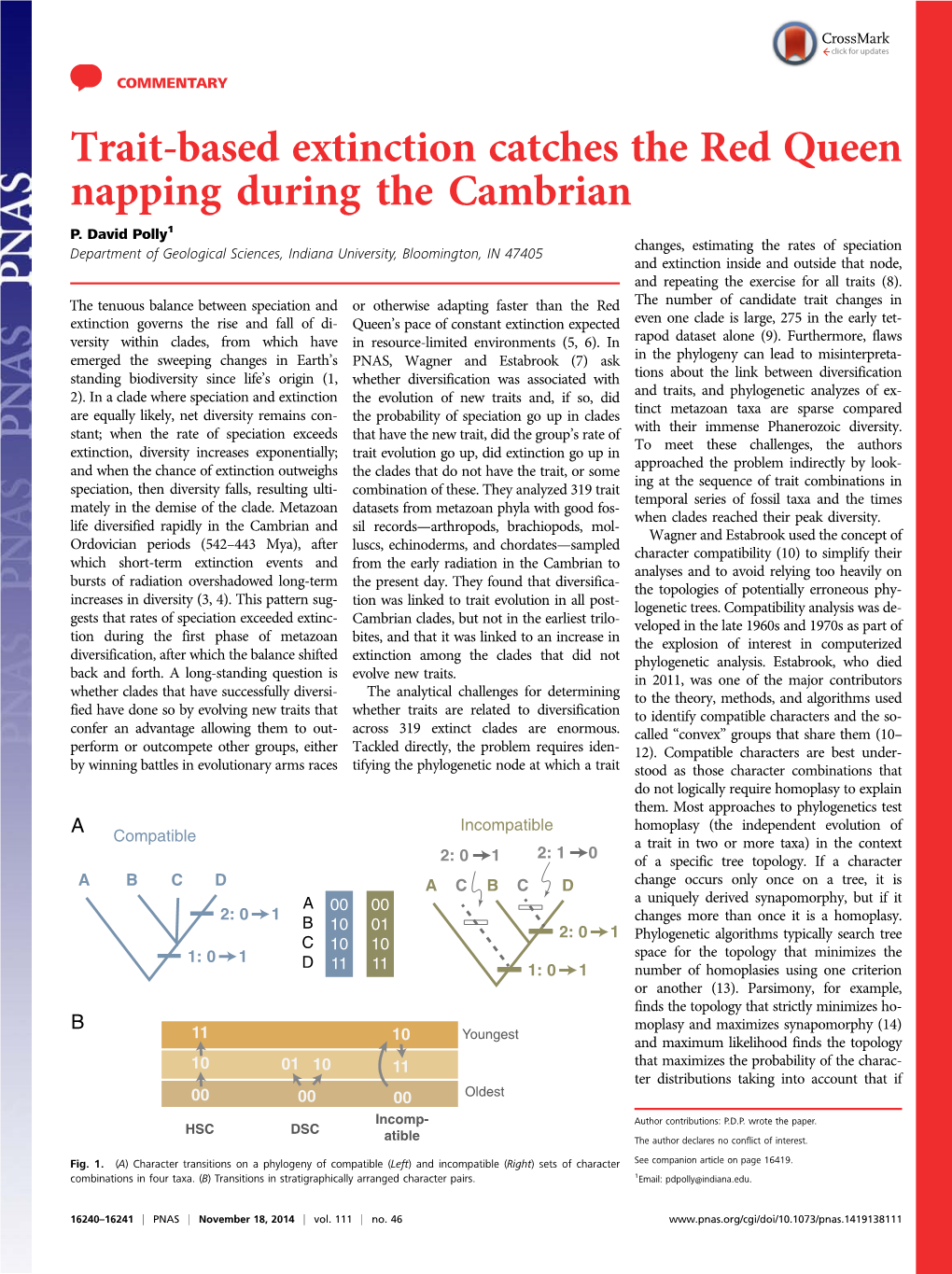 Trait-Based Extinction Catches the Red Queen Napping During the Cambrian P