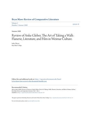 Review of Anke Gleber, the Art of Taking a Walk: Flanerie, Literature, and Film in Weimar Culture