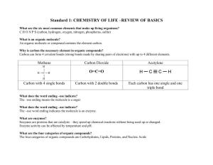 Standard 1: CHEMISTRY of LIFE –REVIEW of BASICS O=C=O