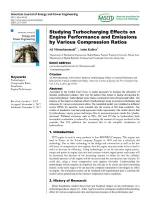 Studying Turbocharging Effects on Engine Performance and Emissions by Various Compression Ratios