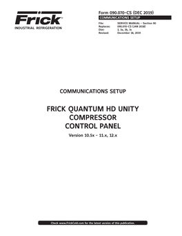 090.070-CS Quantum HD Unity Compressor Control Panel