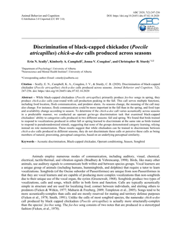 Discrimination of Black-Capped Chickadee (Poecile Atricapillus) Chick-A-Dee Calls Produced Across Seasons