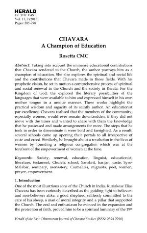 CHAVARA a Champion of Education