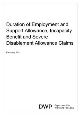 Duration of Employment and Support Allowance, Incapacity Benefit and Severe Disablement Allowance Claims