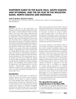 Evaporite Karst in the Black Hills, South Dakota and Wyoming, and the Oil Play in the Williston Basin, North Dakota and Montana