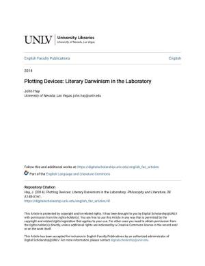 Plotting Devices: Literary Darwinism in the Laboratory