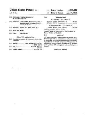 United States Patent (19) (11 Patent Number: 4,918,222 Lin Et Al