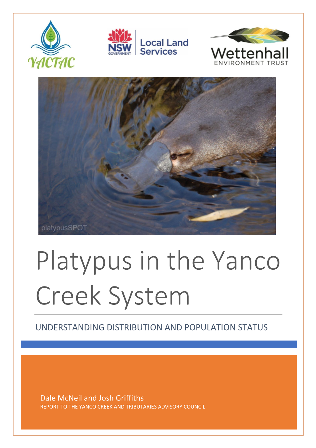 Platypus in the Yanco Creek System
