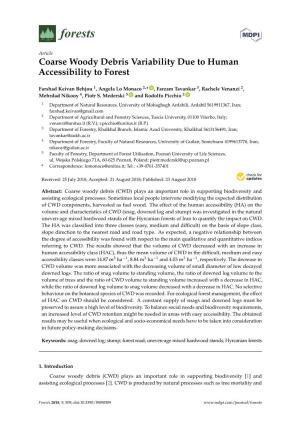 Coarse Woody Debris Variability Due to Human Accessibility to Forest