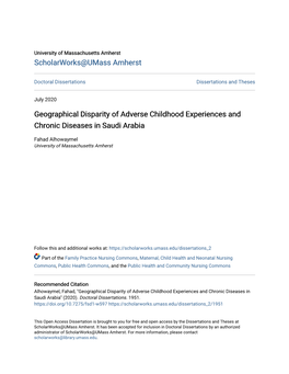 Geographical Disparity of Adverse Childhood Experiences and Chronic Diseases in Saudi Arabia