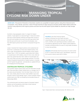 MANAGING TROPICAL CYCLONE RISK DOWN UNDER by Dr